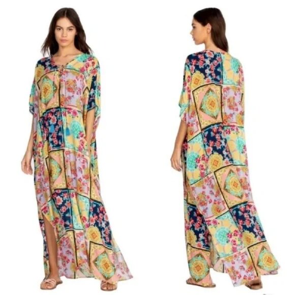 Johnny Was Lace Up Maxi Kaftan - Picture 1 of 6
